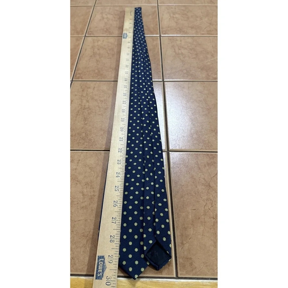 Brooks Basics‎ Tie Mens Blue Navy Geometric Pure Silk Necktie USA Made Brothers